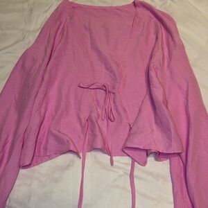 SHEIN Pink Tie-Front Blouse